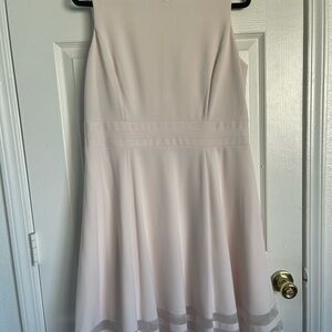 Calvin Klein Fit and Flare Dress Sz 14. Pale Pink Sleeveless Mesh Details At Hem